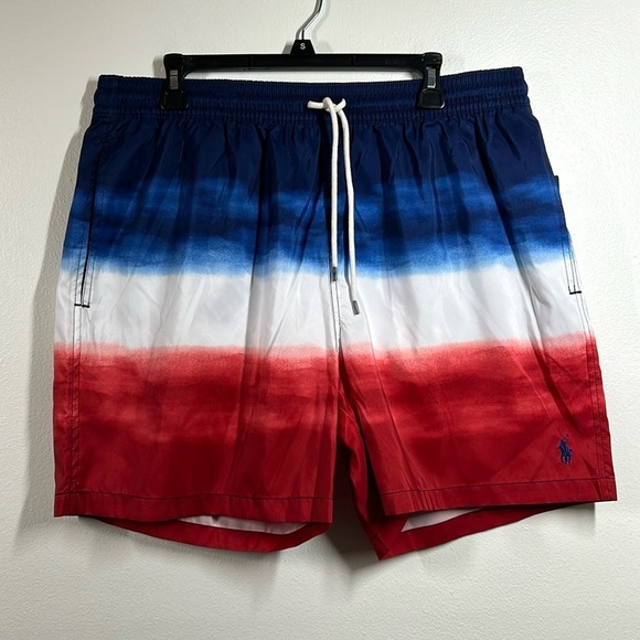 Polo Ralph Lauren Mens 5.75” Traveler Swim Shorts Trunks NWT XXL R/W/B Ombré‎ - Picture 1 of 12